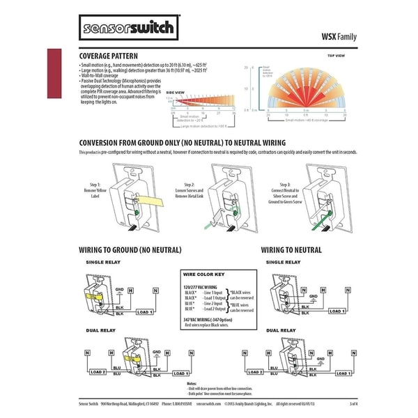 Sensor Switch WSX PDT 2P WH Dual Detection Occupancy Two Pole Wall Switch White