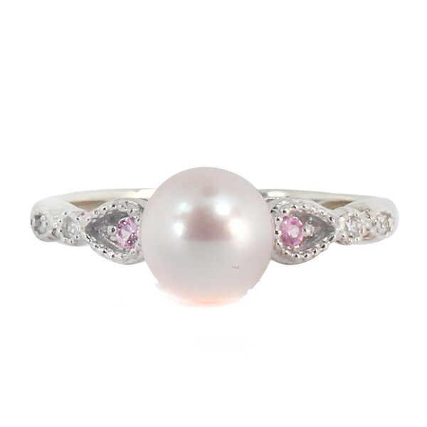 pink pearl rings with diamonds