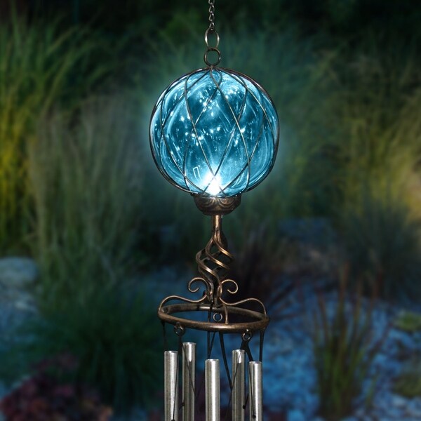 Shop Solar Caged Glass and Metal Wind Chime Free Shipping On Orders