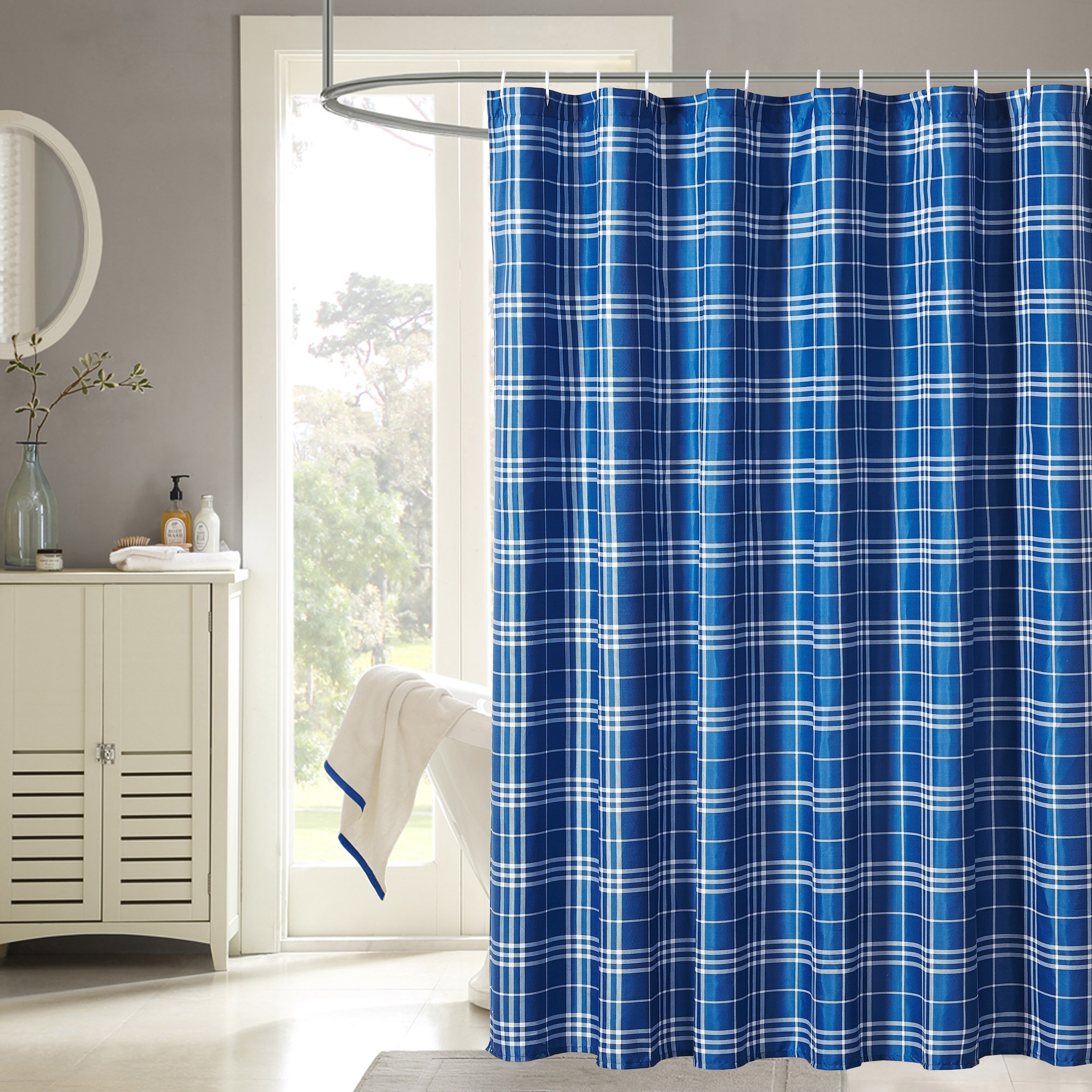 Shop Harper Lane Payton Blue Plaid 13 Piece Shower Curtain Set