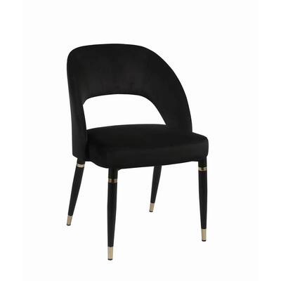 Clarence Contemporary Black Metal and Fabric Dining Chairs (Set of 2)