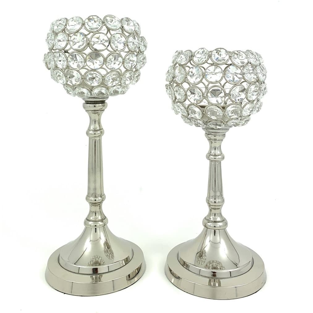 Hurricane Crystal Candle Holder Set of 2 (Tealight)
