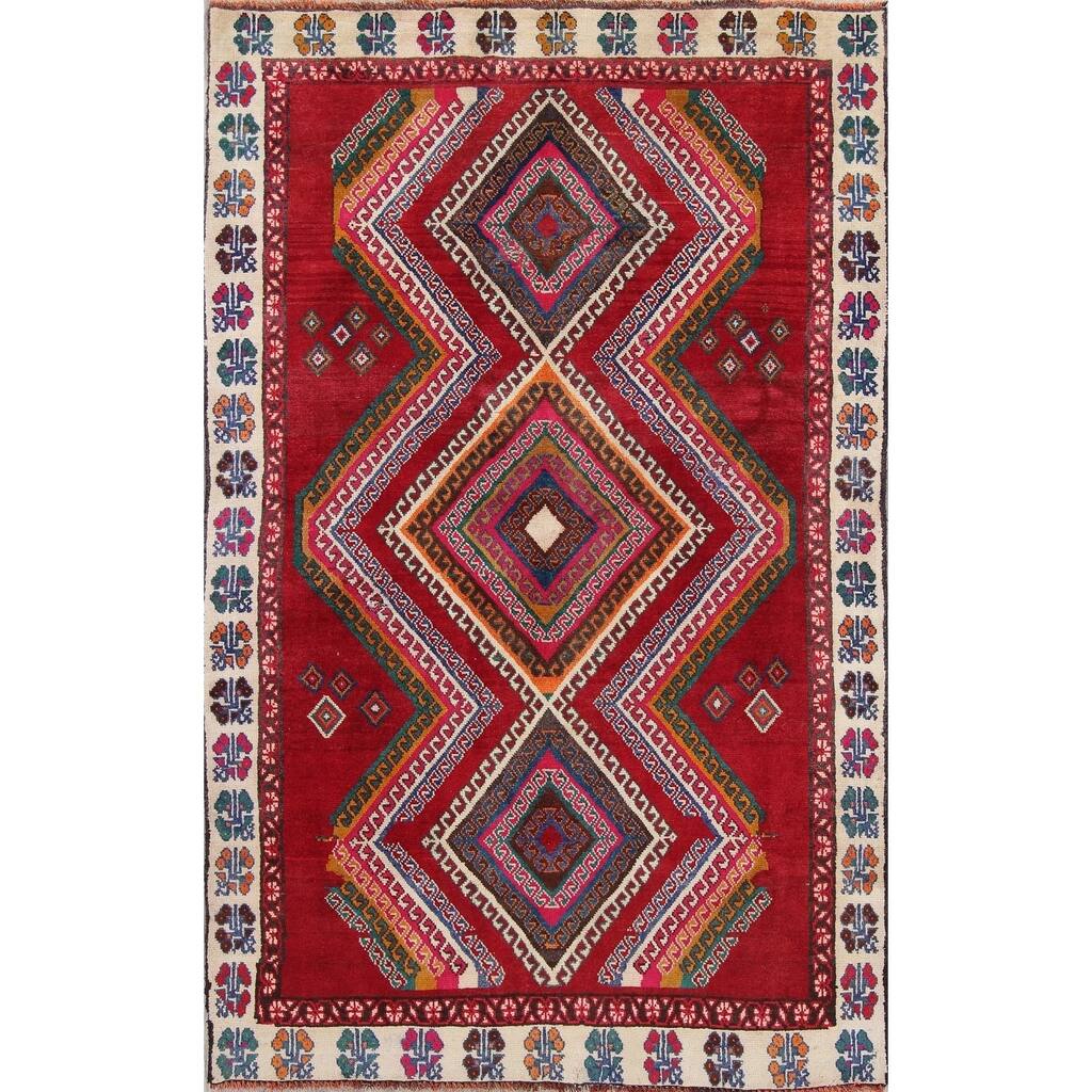 Vintage Lori Geometric Hand-Knotted Wool Persian Oriental Rug - 7'9" x 4'2" Runner