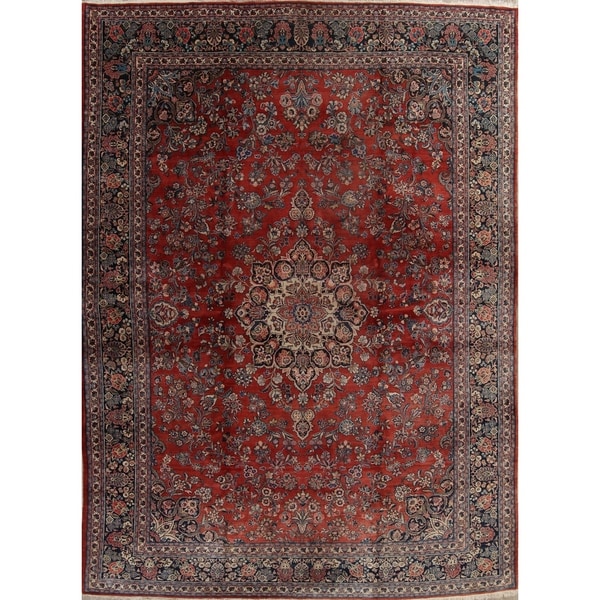 Antique Sarouk Floral Medallion Hand-Knotted Wool Persian Area Rug - 17'4" x 12'1"