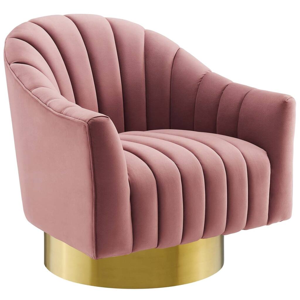 Buoyant Vertical Channel Tufted Accent Lounge Velvet Swivel Chair