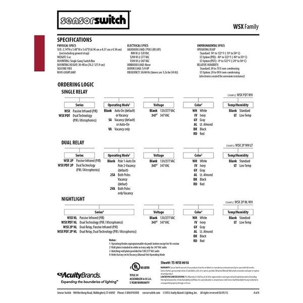 Shop Sensor Switch Wsx Pdt Iv Dual Detection Occupancy Single