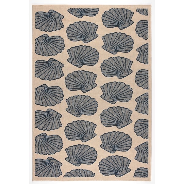 Clam Grey Beige Transitional Design Indoor/Outdoor Area Rug - 7'10 x 10 ...