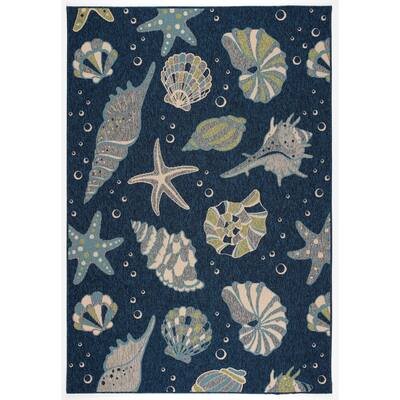 Jetty Navy/ Grey Transitional Outdoor Area Rug by Havenside Home - 7'10" X 10'2"