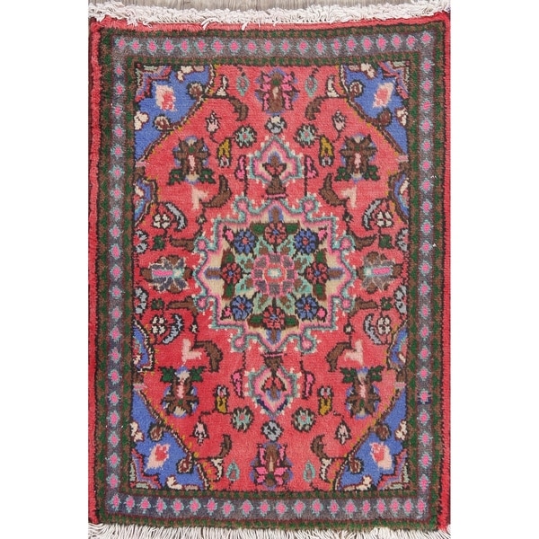 Hamedan Floral Hand-Knotted Wool Persian Oriental Area Rug - 2'7" x 1'11"