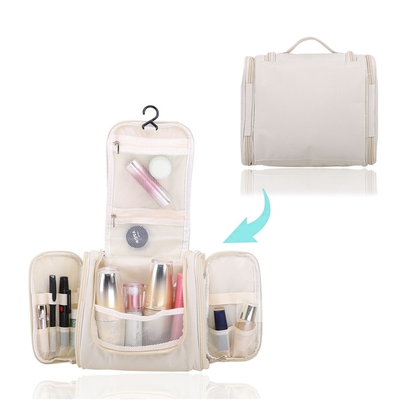 Compact Hanging Flat Bottom Unisex Toiletry Storage Organizer for Travel - Durable, Water-Resistant, & Stylish. Opens flyout.