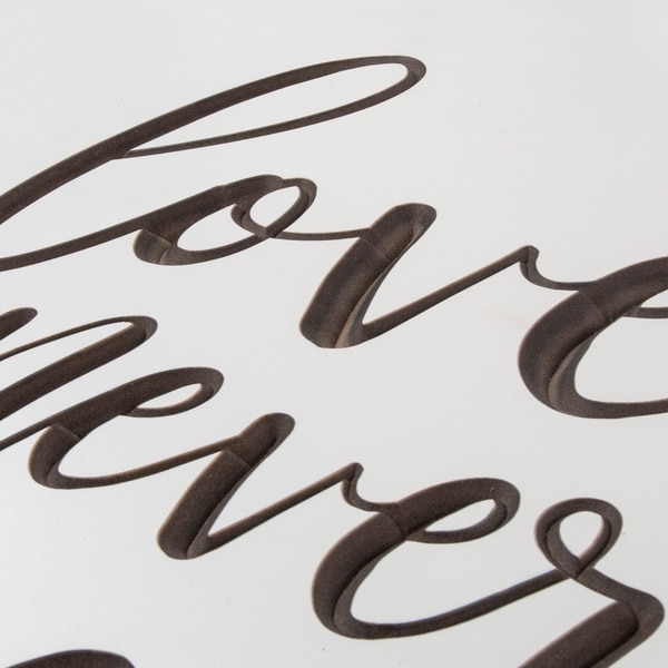 Love Never Fails Words Metal Wall Art Accents Polished Steel