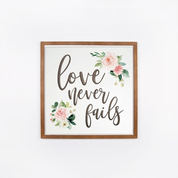 Love Never Fails Words Metal Wall Art Accents Polished Steel