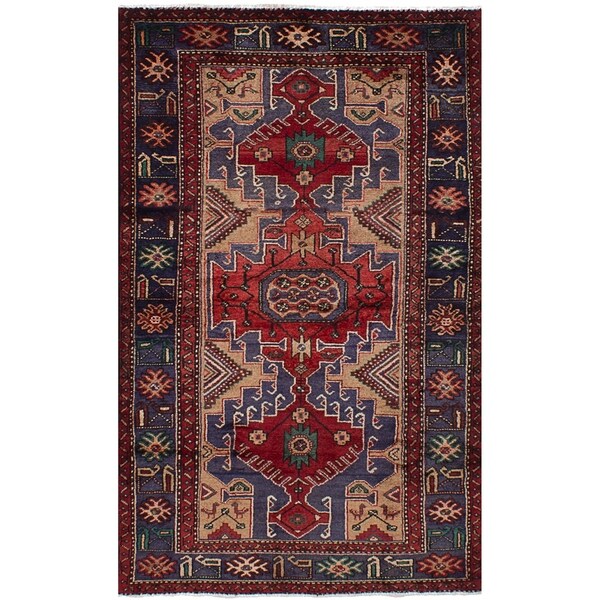 eCarpetGallery Hand-knotted Nahavand Red, Tan Wool Rug - 3'10 x 6'10