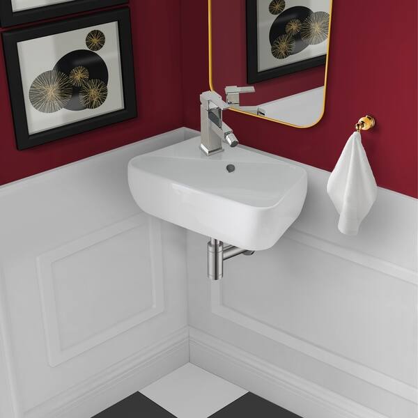 Shop Plaisir Ceramic Wall Hung Sink With Left Side Faucet Mount