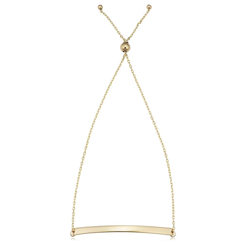 14k Yellow Gold Curved Bar Bolo Bracelet (fits up to 9 inches)