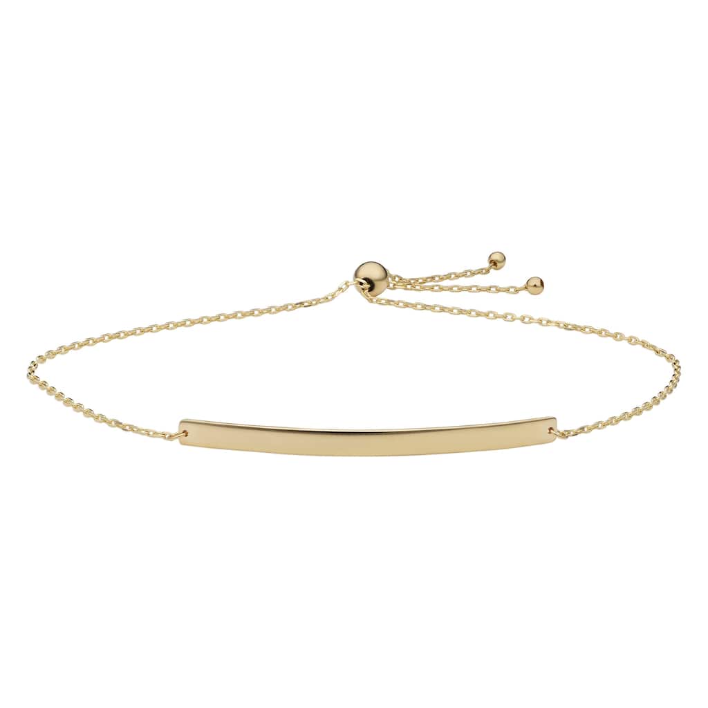 14k Yellow Gold Curved Bar Bolo Bracelet (fits up to 9 inches)