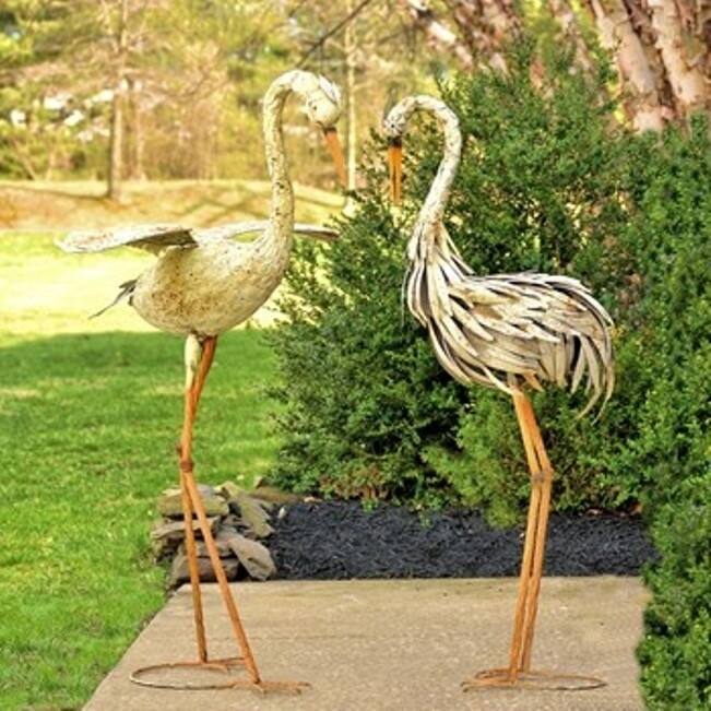 Set of 2 Large Dancing Rusty Herons