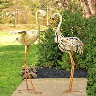 Set of 2 Large Dancing Rusty Herons