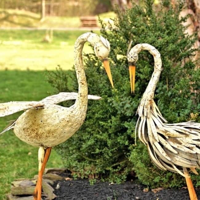 Set of 2 Large Dancing Rusty Herons