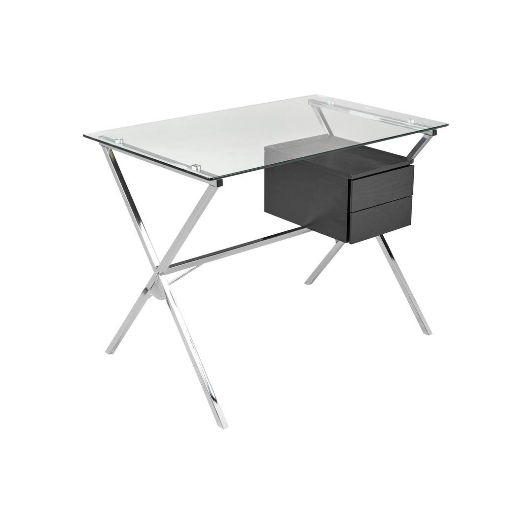 Office Desk with Storage, Black/Silver