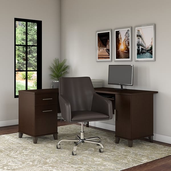 Shop Copper Grove Shumen 60 Inch L Shaped Desk With Leather Box