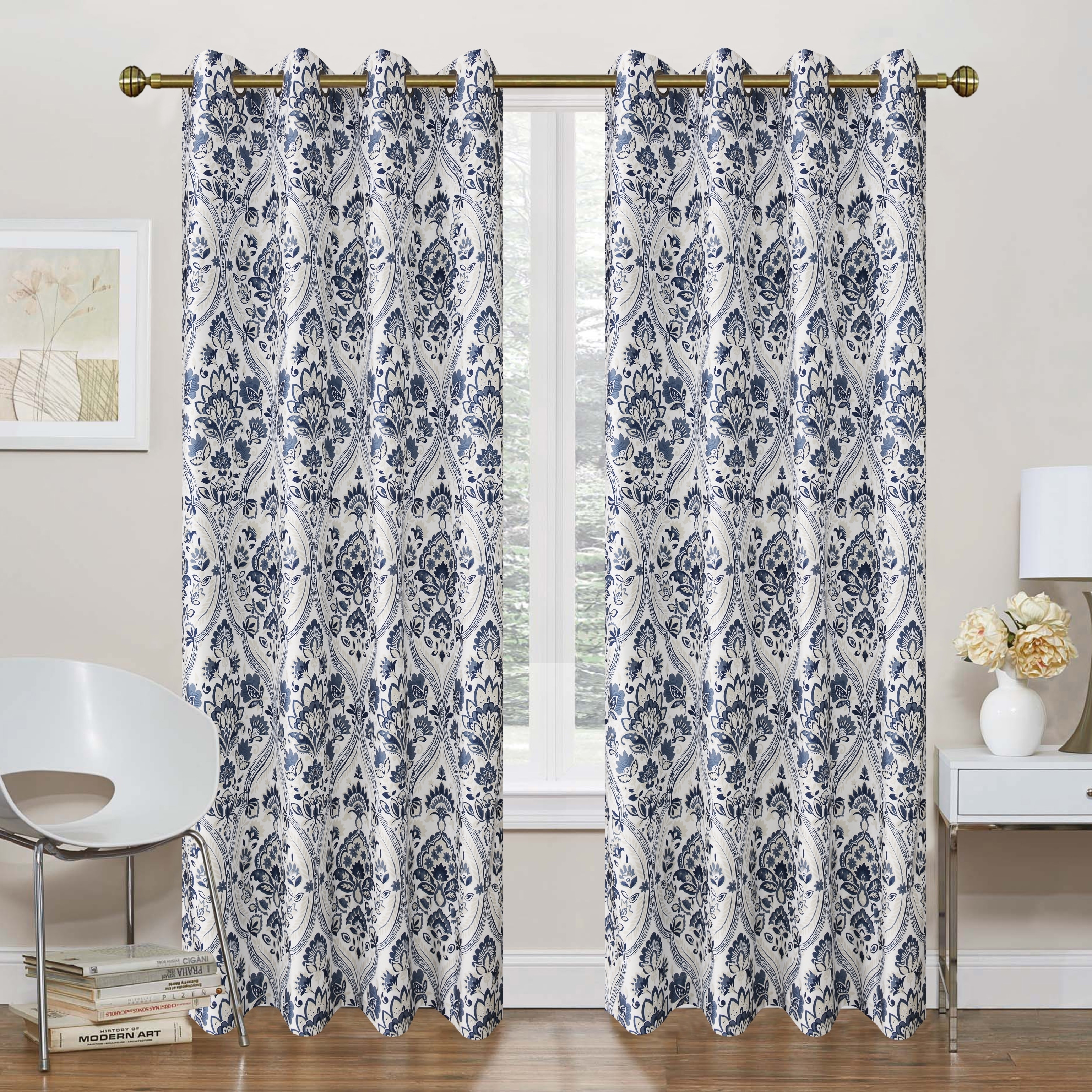 Navy Assorted Colors, Regal Home Collections Luxurious Oversized Grommet Top Window Valance