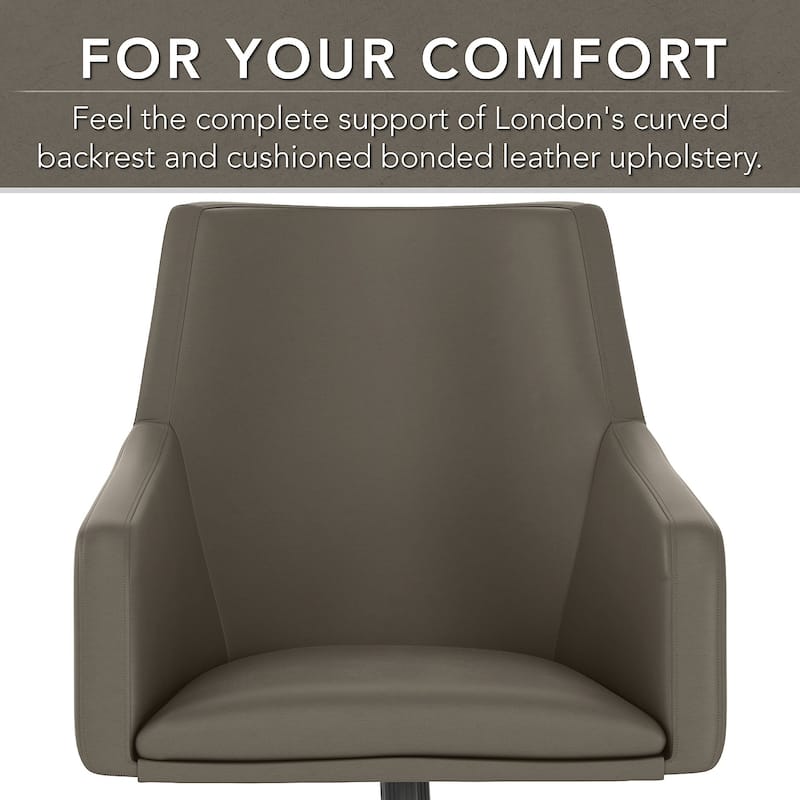 Bush Business Furniture London Mid Back Leather Box Chair in Black - 24.41"L x 24.80"W x 34.45"H