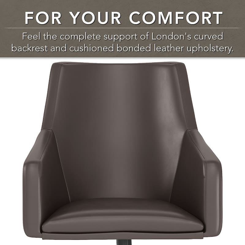 Bush Business Furniture London Mid Back Leather Box Chair in Black - 24.41"L x 24.80"W x 34.45"H
