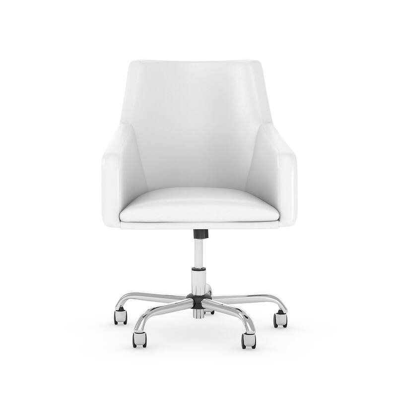 Bush Business Furniture London Mid Back Leather Box Chair in Black - 24.41"L x 24.80"W x 34.45"H