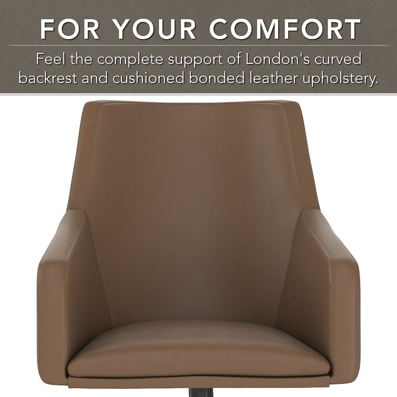 Bush Business Furniture London Mid Back Leather Box Chair in Black - 24.41"L x 24.80"W x 34.45"H