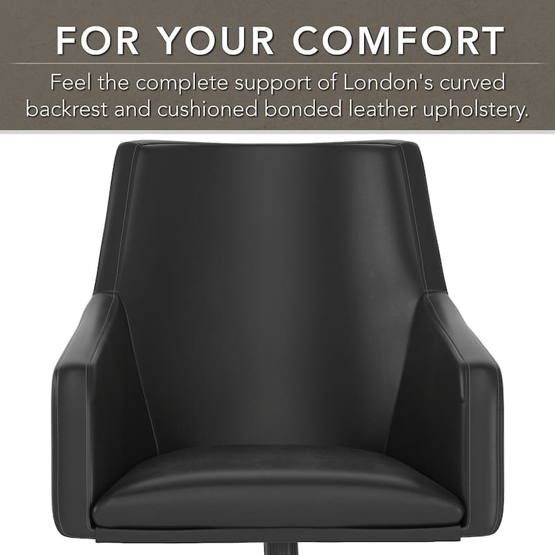 Bush Business Furniture London Mid Back Leather Box Chair in Black - 24.41"L x 24.80"W x 34.45"H