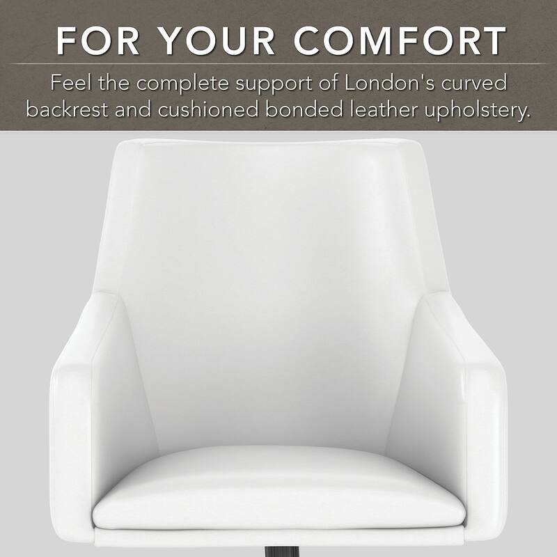 Bush Business Furniture London Mid Back Leather Box Chair in Black - 24.41"L x 24.80"W x 34.45"H