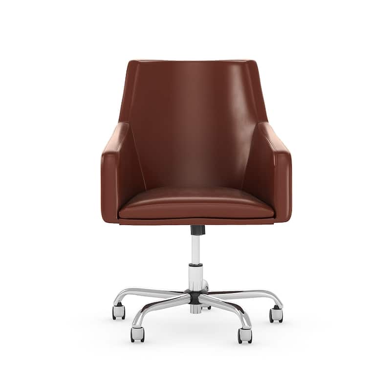 Bush Business Furniture London Mid Back Leather Box Chair in Black - 24.41"L x 24.80"W x 34.45"H