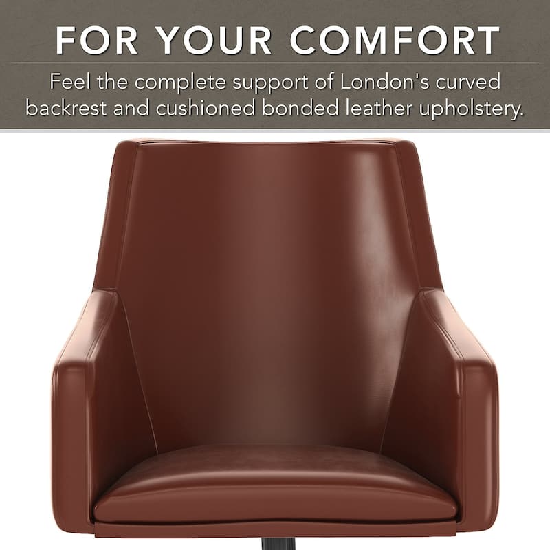 Bush Business Furniture London Mid Back Leather Box Chair in Black - 24.41"L x 24.80"W x 34.45"H