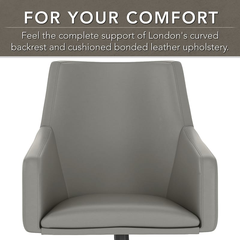 Bush Business Furniture London Mid Back Leather Box Chair in Black - 24.41"L x 24.80"W x 34.45"H