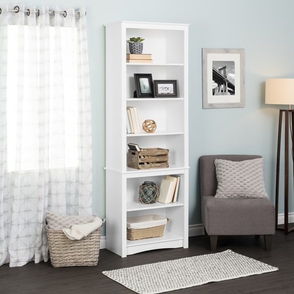 Tall Bookcase, White Overstock 27963325
