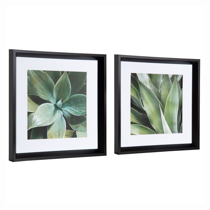 Kate and Laurel Calter Leaves Framed Print Art Set by Amy Peterson - Black