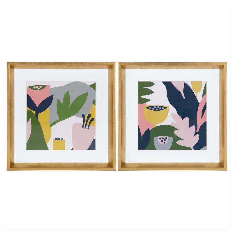 Kate and Laurel Calter Garden Framed Art Set by Myriam Van Neste - Gold - 2 Piece - Plastic - Gold