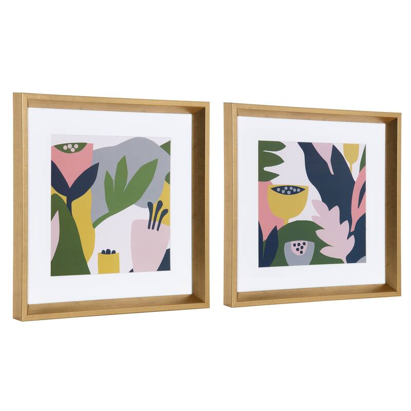 Kate and Laurel Calter Garden Framed Art Set by Myriam Van Neste - Gold