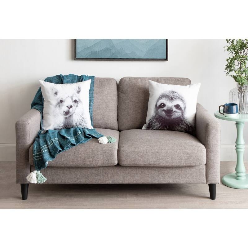 Kate and Laurel Como Sloth Print Throw Pillow Cover
