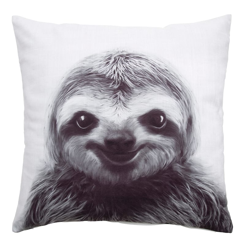 Kate and Laurel Como Sloth Print Throw Pillow Cover