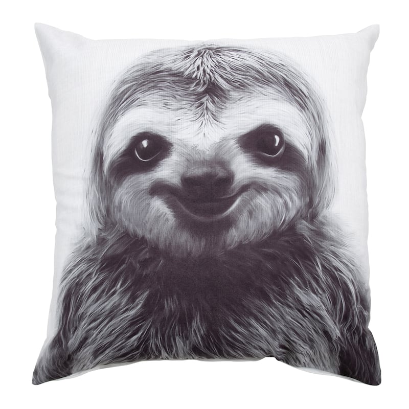 Kate and Laurel Como Sloth Print Throw Pillow Cover - 24x24