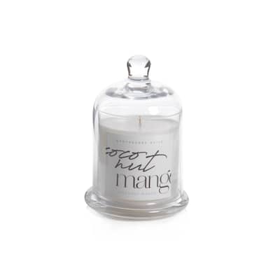 Coconut Mango Scented Candle Jar with Glass Dome