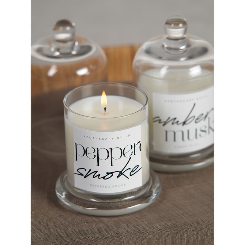 Amber Musk Scented Candle Jar with Glass Dome