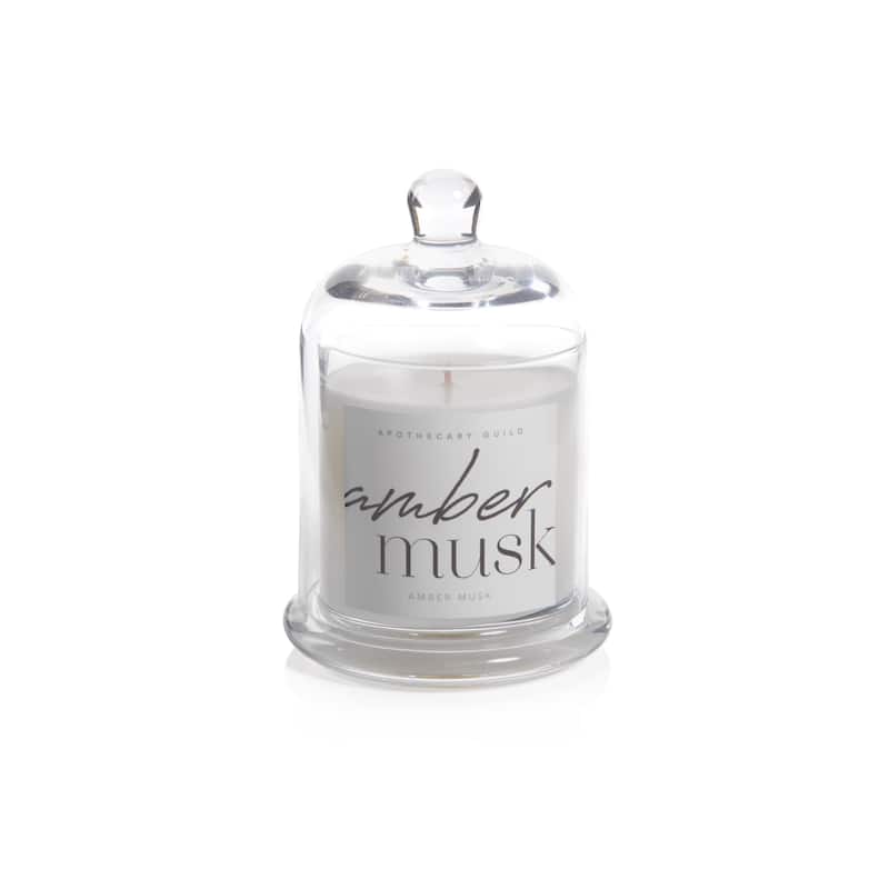 Amber Musk Scented Candle Jar with Glass Dome