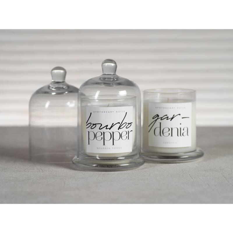 Bourbon Pepper Scented Candle Jar with Glass Dome