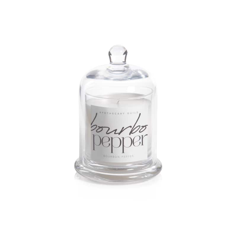 Bourbon Pepper Scented Candle Jar with Glass Dome