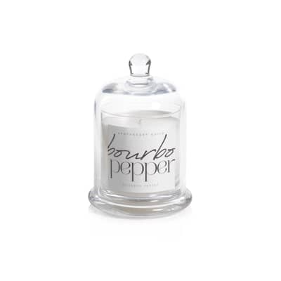 Bourbon Pepper Scented Candle Jar with Glass Dome