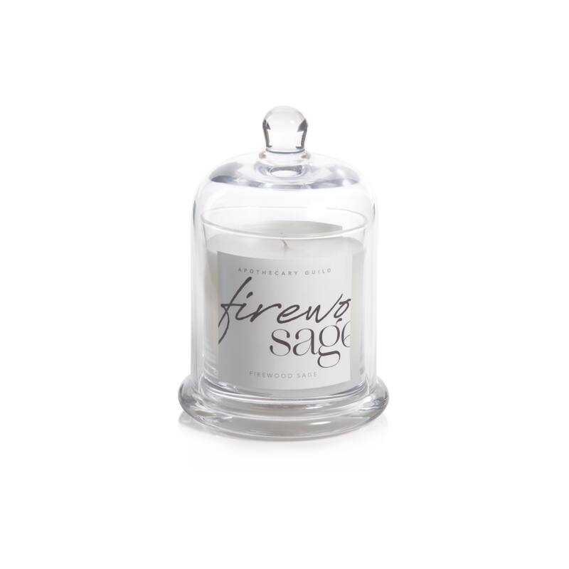Firewood Sage Scented Candle Jar with Glass Dome