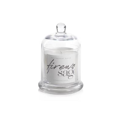 Firewood Sage Scented Candle Jar with Glass Dome